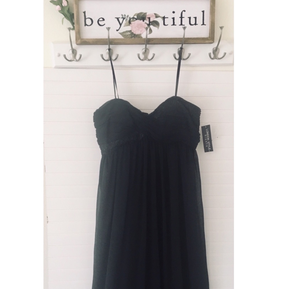 London Style Nights beaded black long formal. BOGO